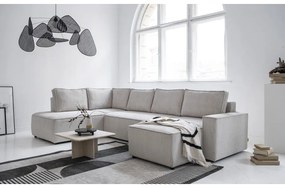 Biela menčestrová rozkladacia rohová pohovka (ľavý roh/do tvaru "U") Brave Dave – Miuform