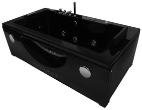 M-SPA - Čierna kúpeľňová vaňa TURBO SPA s hydromasážou 180 x 91 x 60 cm