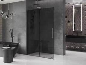 Mexen Velar, sprchová zástena s posuvnými dverami Walk-in 160 x 200 cm, 8mm šedé sklo, grafitová, 871-160-000-43-95
