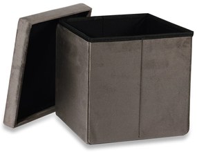 Tmavohnedý skládací taburet CUBEXO VELVET M