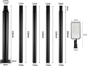 Brilagi-LED Vonkajšia lampa so stĺpom a káblom 5 m URBANLIGHT LED/200W/230V čierna IP65