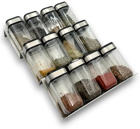 usporadejto.cz Sada 16ks koreničiek INOX 100ml + 4ks nerezový organizér na koreničky VASKY - NEREZ + sada 24ks štítkov