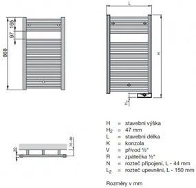ZEHNDER Virando Electric - elektrický radiátor 918 x 500 mm s vykurovacou tyčou 500W RAL9016 ,biela, ABE-090-050/TF