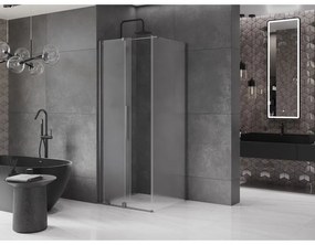 Mexen Velar, sprchový kút s posuvnými dverami 110 x 110 cm, 8mm sklo námraza, grafit brúsený, 871-110-110-31-66