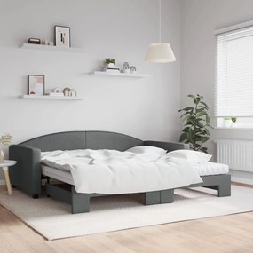Rozkladacia denná posteľ s matracmi tmavosivá 100x200 cm látka 3197212