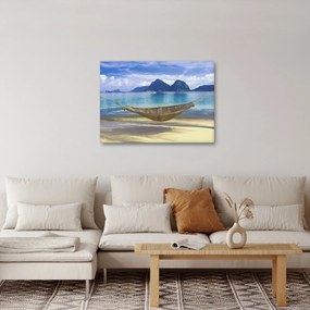 Obraz - Obraz hojdacej siete na pláži 2 (70x50 cm)