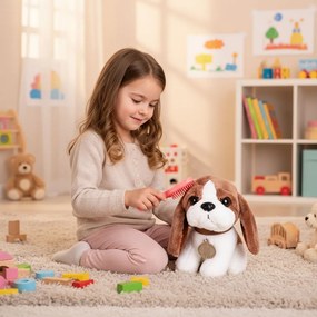 MULTISTORE Plyšový pes vo vrecku maskot bígla pre dieťa + kefa na starostlivosť
