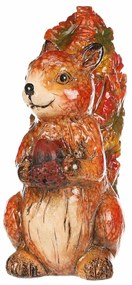 Jesenná dekorácia Veverička s orieškom, 12 x 7 x 13 cm, keramika