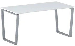 Kancelársky stôl PRIMO IMPRESS, sivostrieborná podnož, 1600 x 800 mm, biela