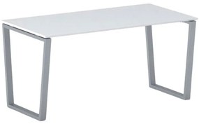 Kancelársky stôl PRIMO IMPRESS, sivostrieborná podnož, 1600 x 800 mm, biela
