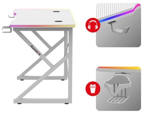 PC stolík Hyperion 1.7 (biela + viacfarebná) (s LED osvetlením). Akcia -20%. Vlastná spoľahlivá doprava až k Vám domov. 1087499