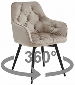 Otočné jedálenské kreslo JORK360 VELVET, béžové