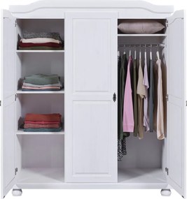 Šatníková skriňa Bastian, bielená borovica