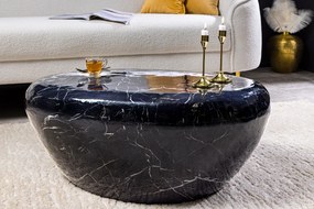 Konferenčný stolík STONE 75 cm mramorový vzhľad čierny