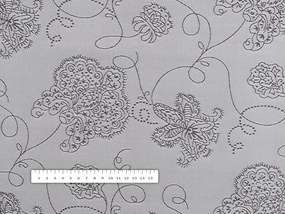 Biante Teflónový obdĺžnikový obrus TF-083 Kvetované ornamenty na sivom 50x100 cm