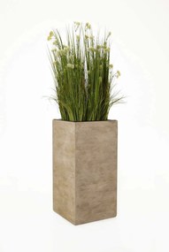 Vysoký kvetináč BLOCK, sklolaminát, výška 80 cm, béžové riadky