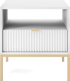 PROXIMA.store - Dizajnový nočný stolík - NOVA (set 2 ks) FARBA: biela, FARBA NÔH: zlatá