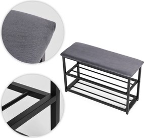ModernHome Botník so sedadlom čalúnená lavica - 80 cm, 2 police ModernHome