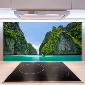 Sklenený obklad Do kuchyne Hora voda záliv krajina 125x50 cm
