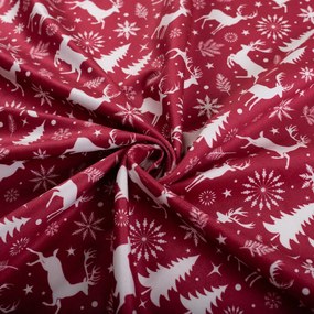Biante Zamatová obliečka na vankúš Tamara TMR-045 Vianočné jelene a stromčeky na červenom 35 x 45 cm