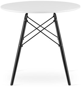 Dekorstudio Okrúhly jedálenský stôl 80cm - biely s čiernymi nohami