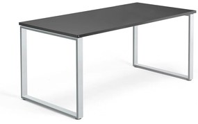 Kancelársky pracovný stôl QBUS, O-rám, 1600x800 mm, čierna/strieborná