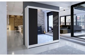 Šatníková skriňa s posuvnými dverami Bar II, Farby: čierna, Osvetlenie: osvetlenie LED RGB - farebné
