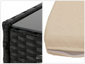 Záhradná súprava 2 kresiel, pohovky a stolíka HWC-N98 - antracit, krémový vankúš