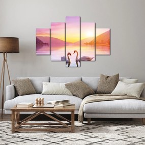Obraz zamilovaných labutí (150x105 cm)