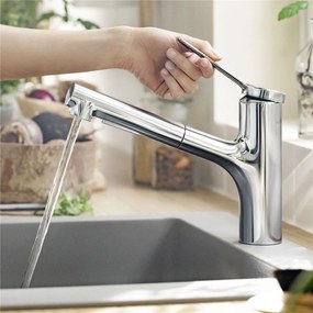 HANSGROHE Zesis M33 páková drezová batéria s vyťažiteľnou sprškou s prepínaním, 2jet, výška výtoku 146 mm, chróm, 74800000