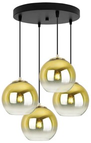 Závesné svietidlo Bergen gold, 4x zlaté/transparentné sklenené tienidlo (fi 15cm), o