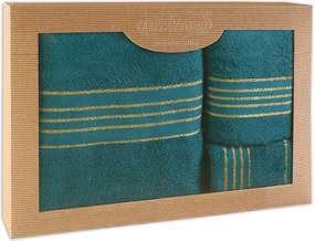 BAVLNENÉ UTERÁKY TIWANO SADA 1 KS 30X50 CM, 1 KS 50X90 CM, 1 KS 70X140 CM TMAVOTYRKYSOVÁ