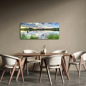 Obraz jazera s tŕstím (120x50 cm)