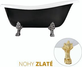 Besco Akrylátová voľne stojaca vaňa Otylia BW 160x77 (170x77) bez prepadu BESCO-Typ výpuste: Click-Clack bez prepadu, chróm, BESCO-Nôžky: Čierna mat,…