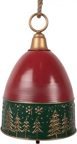 Veľká červená kovová závesná dekorácia zvonček - Ø 26*38 cm