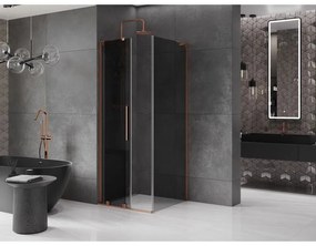 Mexen Velar L, sprchový kút s posuvnými dverami 90 x 90 cm, 8mm šedé sklo, ružové zlato, 871-090-090-43-60