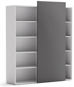 PLAN Skriňa vysoká otvorená BLOCK White, 1600 x 400 x 1748, grafitová