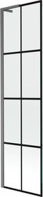 Mexen Next L, 1-krídlová vaňová zástena 50 x 150 cm, 6mm číre sklo-čierny vzor, grafitový profil, 895-050-000-03-77-66
