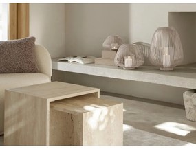 Béžové úložné boxy v súprave 2 ks s vekom z umelej kože 40x30x11 cm Sahla – Blomus