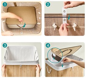 Bambusový kôš na bielizeň s vyberateľnou sieťkou