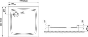 Polimat Kompaktná štvorcová akrylátová sprchová vanička Patio 1 80x80 (90x90) POLIMAT-Farba: Biela, POLIMAT-Rozmery: 80x80