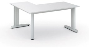 Rohový kancelársky písací stôl PRIMO FLEXIBLE, 1600 x 1400 mm, biela