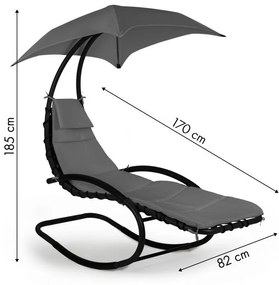 Záhradné hojdacie ležadlo so strieškou sivé