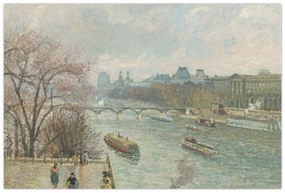 Obraz - Camille Pissarro, The Louvre, Afternoon, Rainy Weather, reprodukcia (90x60 cm)