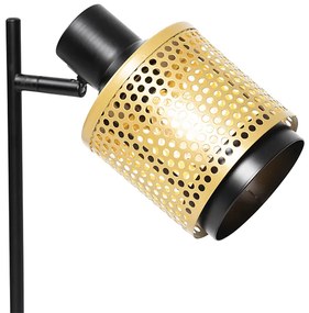 Priemyselná stolná lampa čierna so zlatom - Kayden