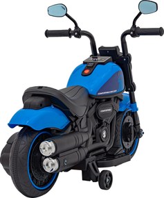 Ramiz Elektrická motorka Chopper FASTER na batérie pre deti modrá + FM rádio + audio panel + LED