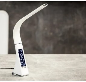 Immax 08949L - LED Stmievateľná stolná lampa s displejom LEATHER LED/7W/230V biela