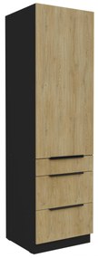 Potravinová kuchynská skrinka Carminia 60 DKS-210 3S1F PREMIUM BOX (dub cremona + čierna). Akcia -20%. Vlastná spoľahlivá doprava až k Vám domov. 1128015