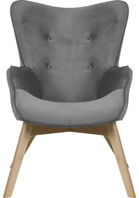 Sivé zamatové kreslo Niko – Ropez