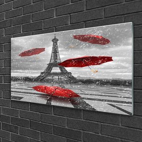 Skleneny obraz Eiffelova veža paríž dáždnik 125x50 cm